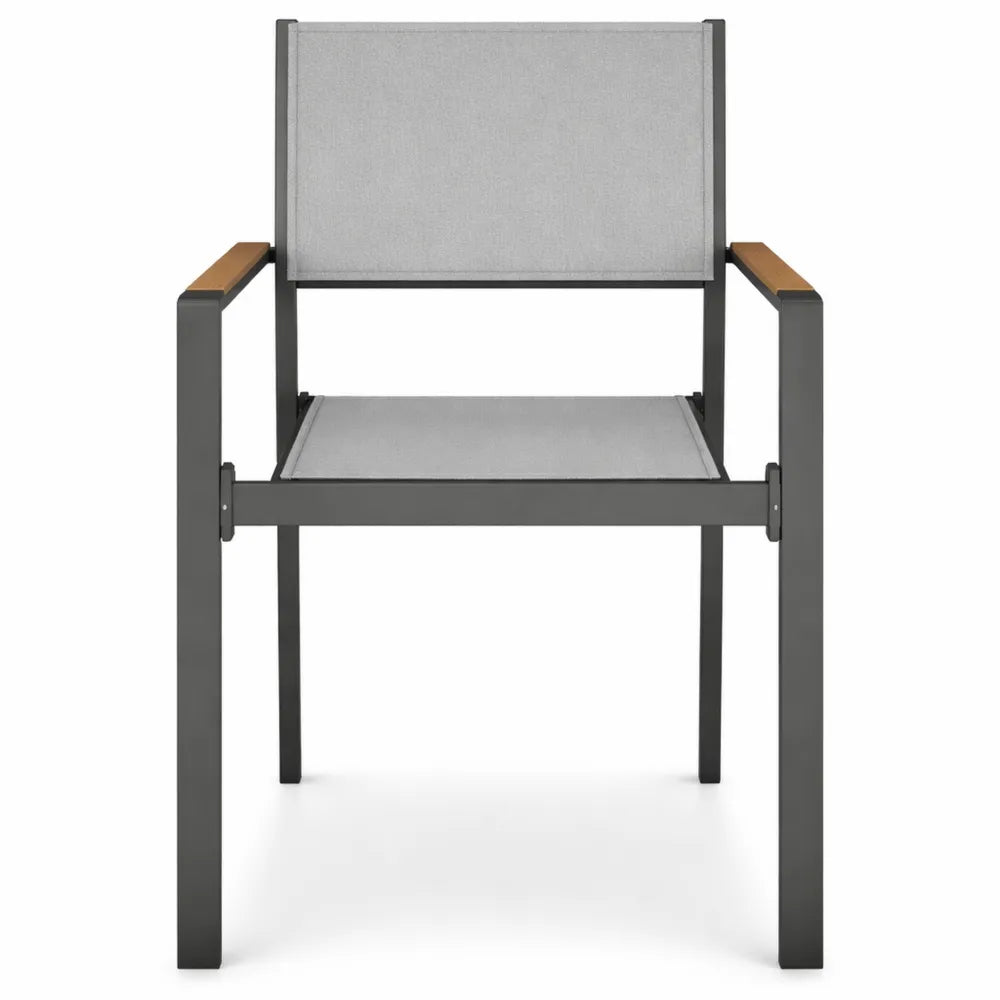 Ensemble de chaises d'extérieur avec accoudoirs, cadre aluminium et tissu respirant