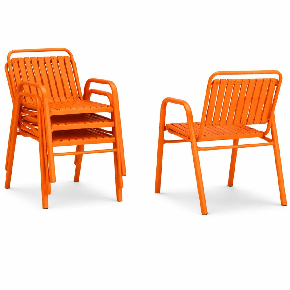 Chaises d'extérieur empilables avec accoudoirs pour jardin, piscine, terrasse, orange