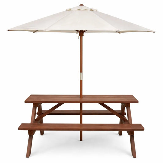 Table de jardin pour enfants avec bancs et parasol amovible