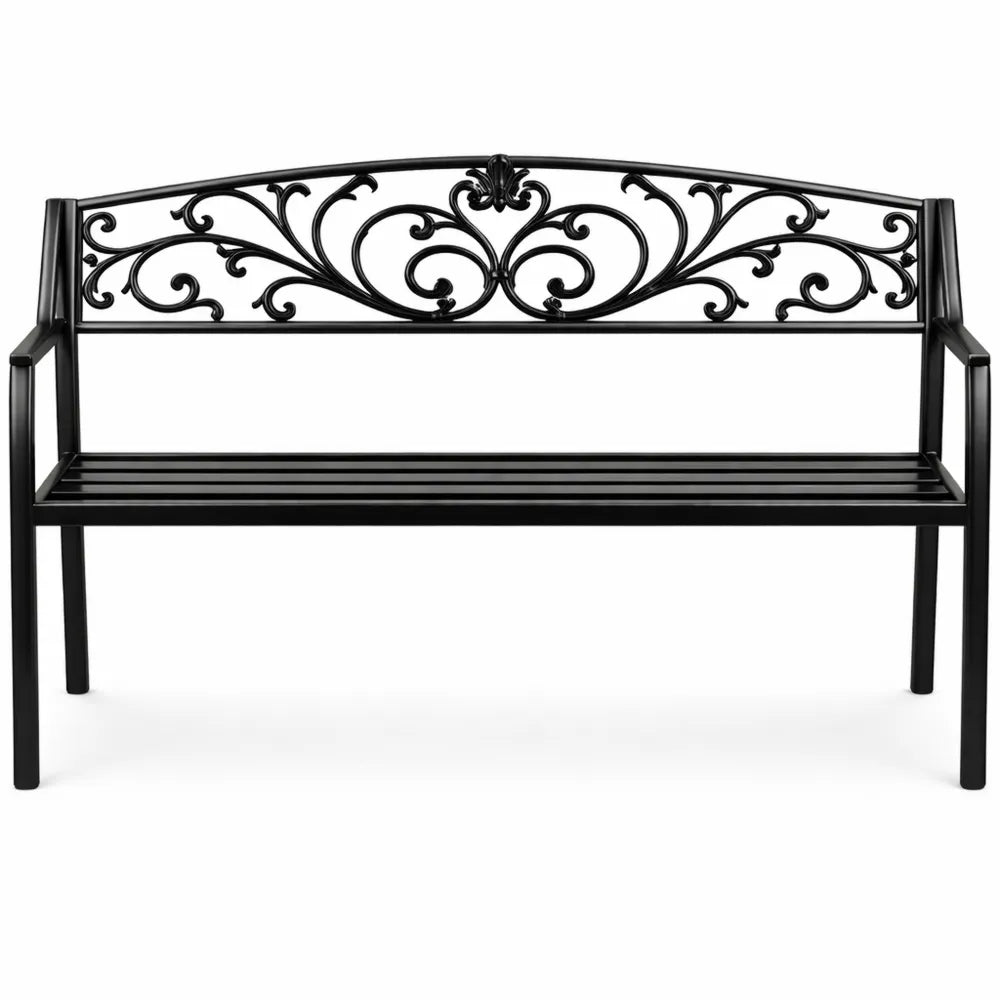 Banc extérieur à 2 places en métal robuste pour jardin, terrasse ou véranda, capacité 240 kg