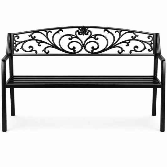 Banc extérieur à 2 places en métal robuste pour jardin, terrasse ou véranda, capacité 240 kg