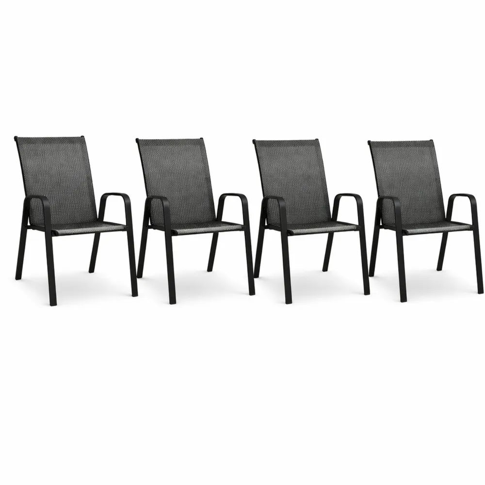 Chaises de jardin empilables avec accoudoirs en résine tressée