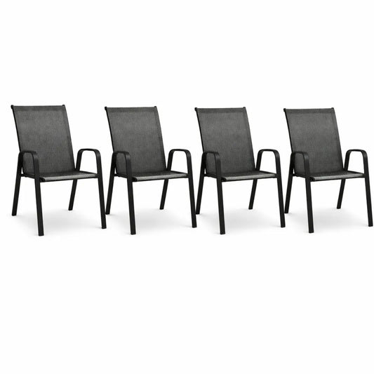 Chaises de jardin empilables avec accoudoirs en résine tressée