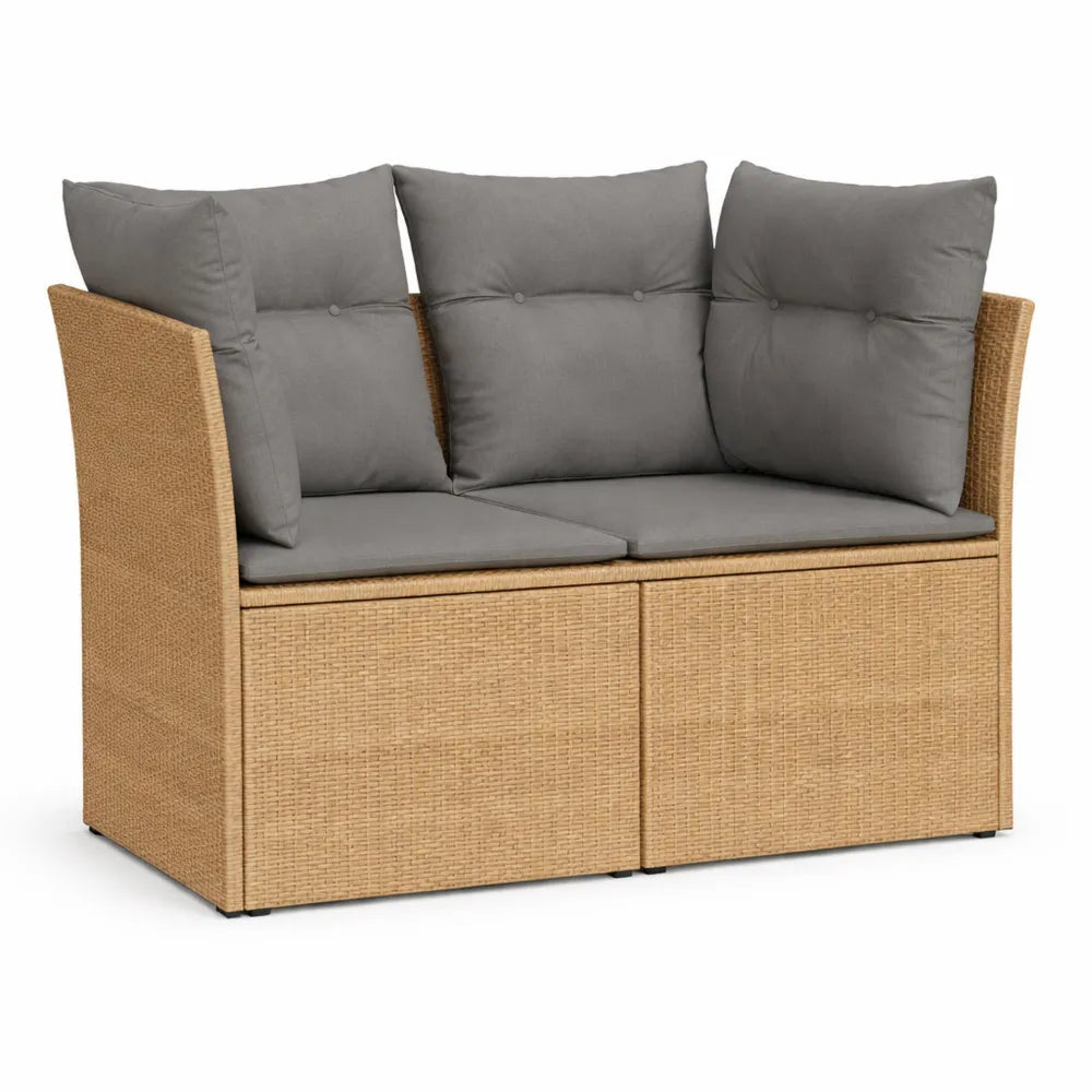 Canapé Extérieur 2 Places avec Coussins, Meuble de Jardin en Résine