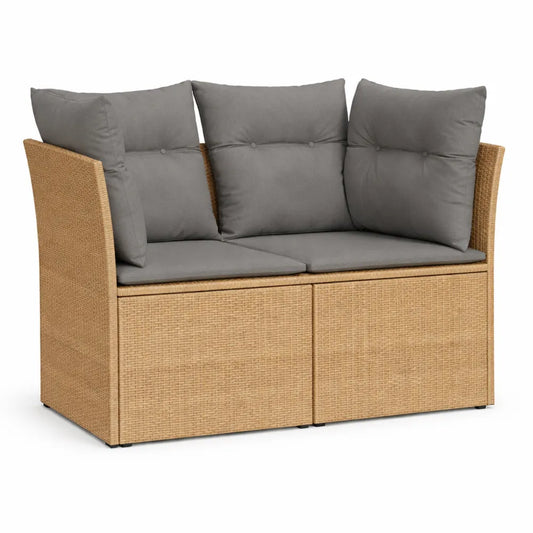 Canapé Extérieur 2 Places avec Coussins, Meuble de Jardin en Résine
