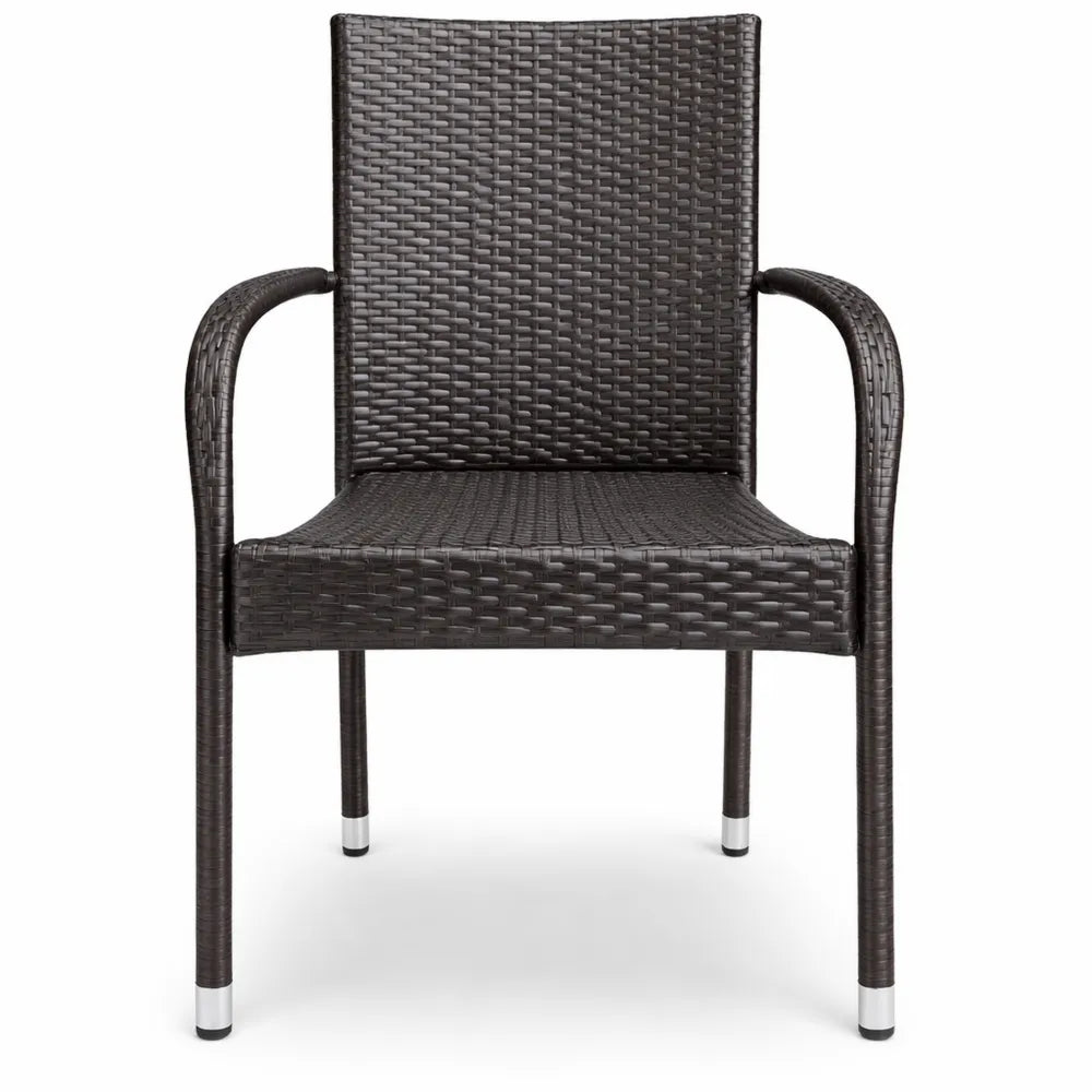 Ensemble de 4 chaises de jardin empilables en rotin avec accoudoirs arrondis
