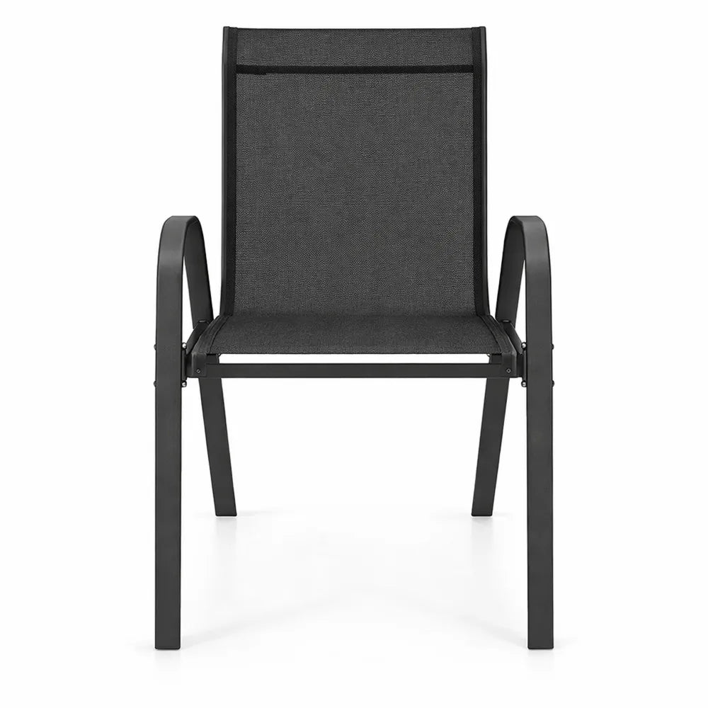 Ensemble de 4 chaises de jardin empilables en acier avec accoudoirs