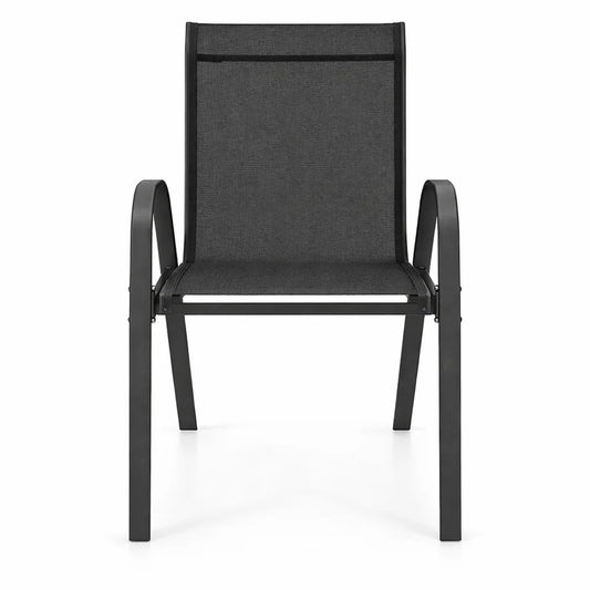 Ensemble de 4 chaises de jardin empilables en acier avec accoudoirs