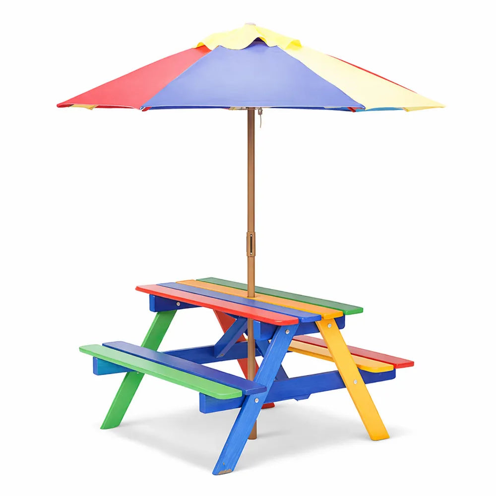 Table de Pique-Nique Enfant Extérieur avec Parasol