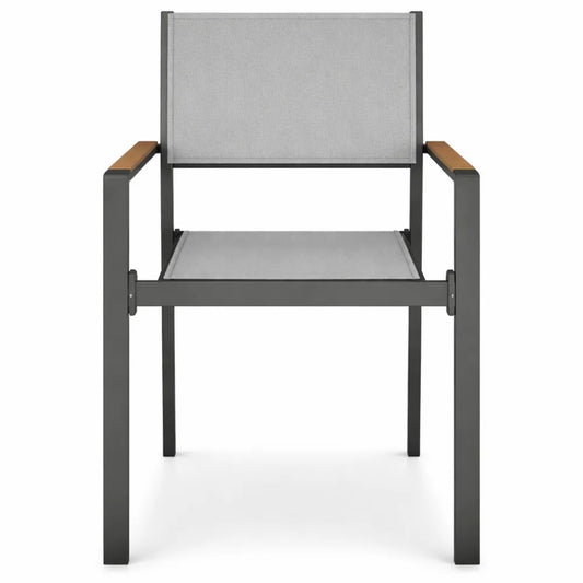 Ensemble de chaises d'extérieur avec accoudoirs, cadre aluminium et tissu respirant